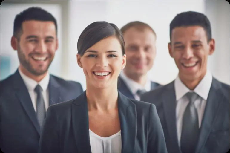 Smiling agents close up